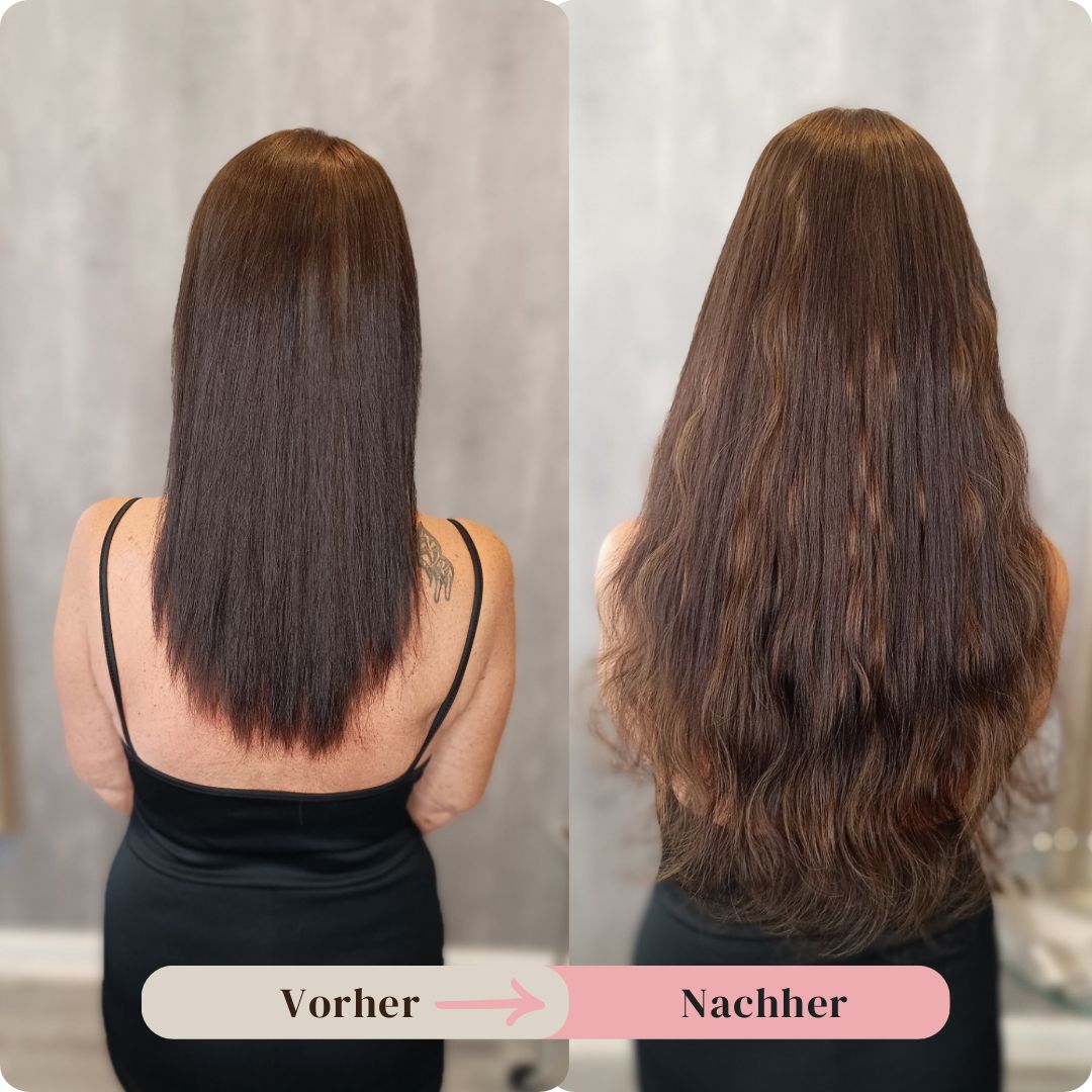 Bondings einsetzen: Der ultimative Guide für perfekte Keratin Extensions (2025) Du möchtest lernen, wie man Bondings richtig einsetzt? Dann ist dieser Guide genau das Richtige für dich. Denn heute zeige ich dir die exakte Step-by-Step Anleitung, die ich in über 10 Jahren als Extensions-Profi entwickelt habe. Das Beste daran? Diese Methode funktioniert auch, wenn du noch nie zuvor Bondings eingesetzt hast. Let's dive in. Was sind Bondings und warum sind sie so beliebt? Bondings sind kleine Keratin-Plättchen, die deine Extensions dauerhaft mit dem Eigenhaar verbinden. Diese Methode hat sich in den letzten Jahren zur absoluten Nummer eins in der professionellen Haarverlängerung entwickelt, und das aus gutem Grund. Der entscheidende Vorteil liegt in der außergewöhnlichen Haltbarkeit von vier bis sechs Monaten bei richtiger Anwendung. Im Gegensatz zu Clip-In Extensions oder temporären Lösungen werden Bondings vollständig unsichtbar in dein Eigenhaar integriert. Die Verbindungen am Haaransatz sind so dezent, dass selbst bei hochgesteckten Frisuren keine Extensions-Technik erkennbar ist. Was Bondings besonders auszeichnet, ist die natürliche Bewegung der Haare. Du kannst schwimmen gehen, Sport treiben, normal schlafen und deine Haare täglich waschen, ohne dir Gedanken über die Extensions machen zu müssen. Die Keratin-Verbindungen sind so stabil, dass sie allen Alltagsbelastungen standhalten. Aber hier ist das Problem: 95% aller Anfänger machen beim Bondings einsetzen kritische Fehler, die zu vorzeitigem Herausfallen oder sogar Haarschäden führen. Diese Fehler kosten nicht nur Geld, sondern können auch das Vertrauen in Extensions dauerhaft zerstören. Die gute Nachricht? Mit der richtigen Technik und dem Wissen, das ich dir heute vermittle, vermeidest du diese Fehler komplett und erreichst professionelle Ergebnisse. Die 3 häufigsten Fehler beim Bondings einsetzen (und wie du sie vermeidest) Fehler #1: Unzureichende Vorbereitung Das Problem: Du setzt die Bondings direkt auf unvorbereitetes Haar. Warum das schief geht: Stylingreste und Silikonablagerungen verhindern die Klebung. Die Lösung: Zwei Haarwäschen mit Tiefenreinigungsshampoo vor dem Bondings einsetzen. Fehler #2: Falsche Temperatur Das Problem: Du arbeitest ohne Temperaturkontrolle. Warum das schief geht: Zu niedrige Temperatur = schwache Verbindung. Zu hohe Temperatur = Haarschäden. Die Lösung: Feines Haar: 180-190°C Normales Haar: 200-210°C Kräftiges Haar: 210-220°C Fehler #3: Überfüllung Das Problem: Du setzt zu viele Bondings auf einmal. Warum das schief geht: Das Haar wirkt unnatürlich und belastet die Kopfhaut. Die Lösung: Maximum 200-300 Bondings, je nach Haardichte. Die Werkzeug-Checkliste: Was du zum Bondings einsetzen brauchst Bevor du mit dem eigentlichen Bondings einsetzen beginnst, musst du sicherstellen, dass du die richtige Ausrüstung hast. Hier ist ein Bereich, in dem viele Anfänger den entscheidenden Fehler machen: Sie versuchen mit minderwertigen oder ungeeigneten Werkzeugen zu arbeiten. Eine professionelle Wärmezange mit präziser Temperaturkontrolle zwischen 180 und 220 Grad Celsius ist absolut unverzichtbar. Diese Investition macht den Unterschied zwischen professionellen Ergebnissen und einem Desaster aus. Billige Zangen aus dem Internet haben oft ungenaue Temperaturanzeigen oder ungleichmäßige Wärmeverteilung, was zu schwachen Verbindungen oder Haarschäden führt. Premium Bonding Extensions sollten niemals ein Bereich sein, in dem du sparst. Minderwertiges Haar bricht schneller, verliert seinen Glanz und fühlt sich unnatürlich an. Echthaar aus der kaukasischen Region gilt als Goldstandard, da es der europäischen Haarstruktur am ähnlichsten ist. Ein Präzisions-Stielkamm ermöglicht dir millimetergenaue Abteilungen, was für ein gleichmäßiges Ergebnis unerlässlich ist. Extensions-Clips halten die oberen Haarpartien während der Arbeit sauber getrennt, und hitzebeständige Handschuhe schützen deine Finger vor Verbrennungen beim Formen der warmen Keratin-Bondings. Ein Temperaturmessgerät gibt dir die Sicherheit, dass du immer mit der optimalen Temperatur arbeitest. Step-by-Step: Bondings richtig einsetzen Schritt 1: Die strategische Planung Hier ist etwas, was die meisten falsch machen: Sie fangen einfach irgendwo an und hoffen auf das Beste. Diese Herangehensweise führt unweigerlich zu ungleichmäßigen Ergebnissen und unzufriedenen Kunden. Professionelles Bondings einsetzen beginnt immer mit einer gründlichen Kopfhaut-Analyse. Du musst die Haarwirbel lokalisieren, denn in diesen Bereichen wachsen die Haare in verschiedene Richtungen. Bondings, die gegen den natürlichen Haarwuchs gesetzt werden, halten nicht so gut und können unangenehm ziehen. Die Haardichte variiert stark von Person zu Person und sogar am selben Kopf. Der Nackenbereich hat meist die höchste Dichte, während die Schläfen oft dünner sind. Diese Unterschiede musst du bei der Planung berücksichtigen, um ein natürliches Ergebnis zu erzielen. Problemzonen identifizieren ist ein weiterer wichtiger Aspekt. Manche Menschen haben sehr empfindliche Kopfhaut oder Bereiche mit schwächerem Haarwuchs. Hier musst du besonders vorsichtig vorgehen oder diese Bereiche ganz aussparen. Der Verteilungsplan folgt einer bewährten Formel: Etwa 60% der Bondings kommen in den Nackenbereich, 30% in den mittleren Bereich und nur 10% in den oberen Bereich. Diese Verteilung sorgt für eine natürliche Optik und verhindert, dass die Extensions zu schwer werden. Schritt 2: Die Basis-Technik meistern Jetzt wird's konkret beim Bondings einsetzen: Die 8-10mm Regel: Bondings immer 8-10mm vom Haaransatz entfernt setzen Nie direkt am Ansatz (verursacht Schmerzen) Nie zu weit unten (wird sichtbar) Die Strähnen-Formel: Eigenhaarsträhnchen = Bonding-Dicke Bei feinerem Haar: dünnere Strähnen Bei kräftigem Haar: etwas dickere Strähnen Schritt 3: Die perfekte Keratin-Verbindung Das ist der entscheidende Moment beim Bondings einsetzen: Erwärmen: 8-12 Sekunden bei optimaler Temperatur Formen: Mit Fingern sofort das warme Keratin modellieren Abkühlen: 30 Sekunden warten vor dem nächsten Bonding Testen: Leicht ziehen - Bonding muss fest sitzen Insider-Trick: Wenn sich das Bonding bewegt, sofort nochmal erwärmen. Schritt 4: Reihenweise vorgehen Die Systematik beim Bondings einsetzen entscheidet über den Erfolg oder Misserfolg des gesamten Projekts. Ohne klare Struktur entstehen ungleichmäßige Ergebnisse, die sofort als künstlich erkennbar sind. Die erste Reihe im Nackenbereich ist das Fundament deiner Arbeit. Hier setzt du die höchste Bonding-Dichte, da dieser Bereich das meiste Gewicht tragen muss. Die Linie sollte etwa zwei bis drei Zentimeter über dem Haaransatz verlaufen und perfekt horizontal sein. Selbst kleine Abweichungen werden später sichtbar, besonders bei hochgesteckten Frisuren. Die zweite Reihe im mittleren Hinterkopfbereich erfordert eine etwas geringere Bonding-Dichte. Hier ist es entscheidend, die Bondings versetzt zur unteren Reihe zu platzieren. Bondings direkt übereinander zu setzen ist ein Kardinalfehler, der zu unnatürlichen Kanten und instabilen Verbindungen führt. Die gleichmäßige Verteilung in dieser Reihe bestimmt maßgeblich das Gesamtergebnis. Die dritte Reihe am oberen Hinterkopf wird noch sparsamer mit Bondings bestückt. Hier arbeitest du hauptsächlich für das Volumen und die natürliche Übergangszone. Viele Friseure übertreiben es in diesem Bereich, was zu einem unnatürlichen Aussehen führt. Die vierte Reihe im Scheitelbereich ist nur bei sehr dünnem Haar notwendig. Hier musst du besonders vorsichtig arbeiten, da falsch platzierte Bondings sofort sichtbar werden. Die Bondings in diesem Bereich sollten kleiner und flacher sein als in den unteren Reihen. Schritt 5: Seitenbereiche meistern Die Königsdisziplin beim Bondings einsetzen: Schläfenbereich: Mindestens 2 cm vom Gesicht entfernt Weniger Bondings als hinten Natürliches Aussehen gewährleisten Ohrbereich: Nur bei sehr dünnem Haar Besonders flache Bondings verwenden Qualitätskontrolle: Der 7-Punkte-Check Nach dem Bondings einsetzen führe ich immer eine gründliche Qualitätskontrolle durch. Diese systematische Überprüfung hat mir in über zehn Jahren geholfen, konstant perfekte Ergebnisse zu liefern. Zuerst prüfe ich, ob alle Keratin-Verbindungen fest und gleichmäßig sind. Jedes einzelne Bonding muss sich stabil anfühlen und darf sich bei leichtem Zug nicht bewegen. Unterschiedlich große oder ungleichmäßig geformte Bondings fallen sofort auf und müssen nachgebessert werden. Die Sichtbarkeitsprüfung ist besonders wichtig. Wenn die Kundin ihre Haare hochbindet oder zu einem Zopf zusammenfasst, dürfen keine Bondings sichtbar werden. Dieser Test zeigt sofort, ob du die richtige Platzierung gewählt hast. Die natürliche Haarbewegung muss gewährleistet sein. Extensions sollen sich genauso bewegen wie das Eigenhaar. Steife oder unnatürlich hängende Strähnen deuten auf Fehler bei der Verteilung oder zu schwere Bondings hin. Druckstellen an der Kopfhaut sind ein absolutes No-Go. Die Kundin darf nirgends ein unangenehmes Gefühl haben, weder direkt nach der Behandlung noch in den folgenden Tagen. Zu fest sitzende Bondings können zu Kopfschmerzen und sogar Haarausfall führen. Die Längenverteilung muss gleichmäßig sein, ohne sichtbare Stufen oder Kanten. Ungleichmäßige Längen lassen die Extensions künstlich aussehen und verraten sofort, dass es sich um eine Haarverlängerung handelt. Alle Bondings müssen sich glatt anfühlen, ohne raue Kanten oder abstehende Keratinreste. Diese würden sich in anderen Haaren verfangen und beim Kämmen unangenehm ziehen. Zuletzt teste ich, ob die Kundin ihren Kopf problemlos bewegen kann. Eingeschränkte Beweglichkeit deutet auf zu viele oder zu schwere Bondings hin. Wenn auch nur ein einziger Punkt nicht stimmt, wird nachgebessert. Bei professioneller Arbeit gibt es keine Kompromisse. Die ersten 48 Stunden: Kritische Phase Nach dem Bondings einsetzen sind die ersten 48 Stunden absolut entscheidend für die Langlebigkeit der Extensions. In dieser Zeit härtet das Keratin vollständig aus und bildet die endgültige Verbindung mit dem Eigenhaar. Jeder Fehler in dieser Phase kann Wochen perfekter Arbeit zunichte machen. Das wichtigste Gebot ist: kein Haarewaschen in den ersten zwei Tagen. Das mag für viele Kundinnen ungewohnt sein, aber das Keratin braucht diese Zeit, um seine maximale Festigkeit zu erreichen. Wasser und Shampoo würden diesen Prozess stören und die Verbindungen schwächen. Straffe Pferdeschwänze oder Zöpfe sind in dieser Phase tabu. Der Zug auf die frischen Bondings kann die noch nicht vollständig ausgehärteten Verbindungen lockern oder sogar lösen. Selbst das Zusammenbinden der Haare zu einem lockeren Dutt sollte vermieden werden. Beim Bürsten ist äußerste Vorsicht geboten. Nur spezielle Extensions-Bürsten mit weichen Borsten dürfen verwendet werden, und auch diese nur sehr sanft. Aggressive Bürstbewegungen können die Bondings beschädigen oder verschieben. Das Schlafen auf einem Seidenkissen reduziert die Reibung erheblich und schützt sowohl die Extensions als auch das Eigenhaar vor Verfilzungen. Seidenkissen sind eine kleine Investition, die sich langfristig auszahlt. Alternativ kann ein Seidenschal über das normale Kissen gelegt werden. Warum die meisten beim Bondings einsetzen scheitern Die harte Wahrheit ist: Bondings richtig einsetzen ist eine Kunst, die Jahre der Übung und Erfahrung erfordert. Es reicht nicht aus, ein YouTube-Video zu schauen oder ein Wochenend-Seminar zu besuchen. Der häufigste Grund für Misserfolg ist mangelnde Erfahrung im Verstehen der Anatomie des Kopfes. Jeder Kopf ist anders geformt, hat unterschiedliche Haarwuchs-Muster und individuelle Besonderheiten. Was bei einer Person funktioniert, kann bei einer anderen völlig daneben gehen. Diese Erfahrung kann nur durch jahrelange Praxis mit hunderten verschiedenen Kunden erworben werden. Billiges Material ist ein weiterer Hauptgrund für Enttäuschungen. Minderwertige Bondings halten einfach nicht, egal wie perfekt die Technik ist. Das Keratin löst sich nach wenigen Wochen, die Haare werden brüchig oder verfärben sich. Am Ende zahlt man doppelt: einmal für die billigen Extensions und dann nochmal für die professionelle Nachbesserung. Falsche Werkzeuge sind ein unterschätztes Problem. Heim-Equipment aus dem Internet mag günstig sein, funktioniert aber nicht für professionelle Ergebnisse. Ungenaue Temperatureinstellungen, ungleichmäßige Wärmeverteilung und schlechte Verarbeitung führen zu schwachen Verbindungen oder Haarschäden. Das größte Problem ist jedoch die fehlende Systematik. Viele Anfänger arbeiten planlos drauf los, ohne Verständnis für die Gesamtkomposition. Sie sehen nicht, wie sich einzelne Bondings auf das Gesamtbild auswirken, und das Ergebnis wirkt unnatürlich und künstlich. Die Lösung? Lass es einen Profi machen. Bei Haartick Extensions verwenden wir ausschließlich Premium-Echthaar aus der kaukasischen Region und haben über zehn Jahre Erfahrung im professionellen Bondings einsetzen. Unsere Bondings halten vier bis sechs Monate und kommen mit einer Garantie. Meine 3-Säulen-Erfolgsformel Nach über einem Jahrzehnt Erfahrung im Bondings einsetzen habe ich eine Erfolgsformel entwickelt, die auf drei untrennbaren Säulen basiert. Diese Methode ist der Grund, warum meine Extensions konstant vier bis sechs Monate halten und meine Kunden immer wieder zurückkommen. Die erste Säule ist die perfekte Vorbereitung. Ohne die richtige Vorbereitung ist alles andere beim Bondings einsetzen umsonst. Das beginnt mit der gründlichen Haar-Analyse, bei der ich nicht nur die Haarstruktur und -dichte beurteile, sondern auch den Lebensstil der Kundin berücksichtige. Eine Sportlerin braucht eine andere Herangehensweise als eine Bürokraft. Das richtige Waschen mit Tiefenreinigungsshampoo entfernt alle Rückstände, die die Klebung beeinträchtigen könnten. Die strategische Planung legt fest, wo genau jedes einzelne Bonding platziert wird. Die zweite Säule ist die präzise Ausführung. Hier trennt sich die Spreu vom Weizen. Millimetergenaue Platzierung ist kein Marketing-Spruch, sondern absolute Notwendigkeit. Ein Bonding, das auch nur wenige Millimeter falsch sitzt, kann das gesamte Ergebnis ruinieren. Die optimale Temperatur für jeden Haartyp zu kennen und konstant zu halten, erfordert jahrelange Erfahrung. Das systematische Vorgehen nach bewährten Mustern gewährleistet gleichbleibende Qualität. Die dritte Säule ist die professionelle Nachbetreuung. Viele unterschätzen diesen Aspekt völlig. Meine Kunden bekommen eine detaillierte Pflegeanleitung, die speziell auf ihre Extensions abgestimmt ist. Follow-up Termine nach zwei und sechs Wochen stellen sicher, dass alles perfekt sitzt. Der lebenslange Support bedeutet, dass meine Kunden bei Fragen oder Problemen immer einen Ansprechpartner haben. Bondings einsetzen: Kosten vs. Nutzen Professionelles Bondings einsetzen kostet: 800-1500€ (je nach Länge und Menge) 4-6 Stunden Arbeitszeit Alle 4-6 Monate Auffrischung nötig Selbst Bondings einsetzen kostet: 200-400€ Material Oft Misserfolg und Haarschäden Zeitaufwand schwer kalkulierbar Mein Rat: Lass Bondings von einem Profi einsetzen. Die Ersparnis ist das Risiko nicht wert. Häufige Fragen zum Bondings einsetzen Wie lange halten professionell eingesetzte Bondings? Bei fachgerechter Anwendung und richtiger Pflege halten Bondings 4-6 Monate. Kann ich Bondings selbst einsetzen? Theoretisch ja, aber ich rate davon ab. Die Lernkurve ist steil und Fehler können teuer werden. Schädigt das Bondings einsetzen die Haare? Nein, bei korrekter Anwendung durch einen Experten entstehen keine dauerhaften Schäden. Was passiert, wenn Bondings falsch eingesetzt werden? Mögliche Folgen: Haarbruch, vorzeitiges Herausfallen, ungleichmäßiges Aussehen, Kopfschmerzen. Fazit: Bondings einsetzen wie ein Profi Bondings richtig einsetzen ist eine Wissenschaft für sich. Die Technik, die ich dir hier gezeigt habe, basiert auf über 10 Jahren Erfahrung und tausenden zufriedenen Kunden. Das Wichtigste in Kürze: Vorbereitung ist alles Systematisch vorgehen Qualität vor Quantität Professionelle Werkzeuge verwenden Nachbetreuung nicht vergessen Du möchtest Bondings einsetzen lassen, die wirklich halten? Dann lass uns reden. Als Extensions-Experte mit über einem Jahrzehnt Erfahrung garantiere ich dir: Meine Bondings halten, was sie versprechen. Meine Garantie: Bei fachgerechter Anwendung halten deine Extensions mindestens 4 Monate – oder du bekommst eine kostenlose Nachbesserung. Bereit für Extensions, die dein Leben verändern? Dann vereinbare jetzt deinen Beratungstermin und erlebe, was echter Profi-Service bedeutet.